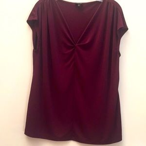 Talbots burgundy V neck top, plus size 2X